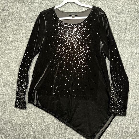 Karen Kane Medium Velvet Asymmetric Hem Top Black Whimsigoth Fairy Long Sleeves - Picture 1 of 7